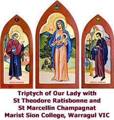 Triptych of Our Lady with St Theodore Ratisbonne and St Marcellin Champagnat